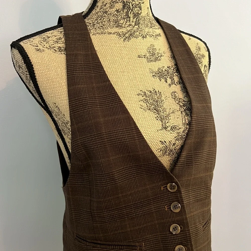 Plaid Wool Button Vest - Picture 5 of 9
